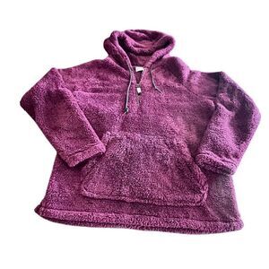 PINK - Victoria's Secret PINK Maroon Fuzzy Sherpa Pullover size M